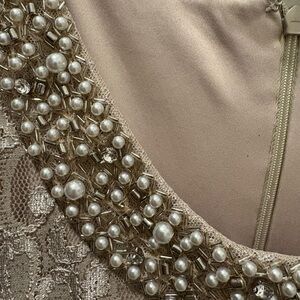 Elegant Lace Sleeveless Champagne Mother of the Bride/Groom Evening Gown.